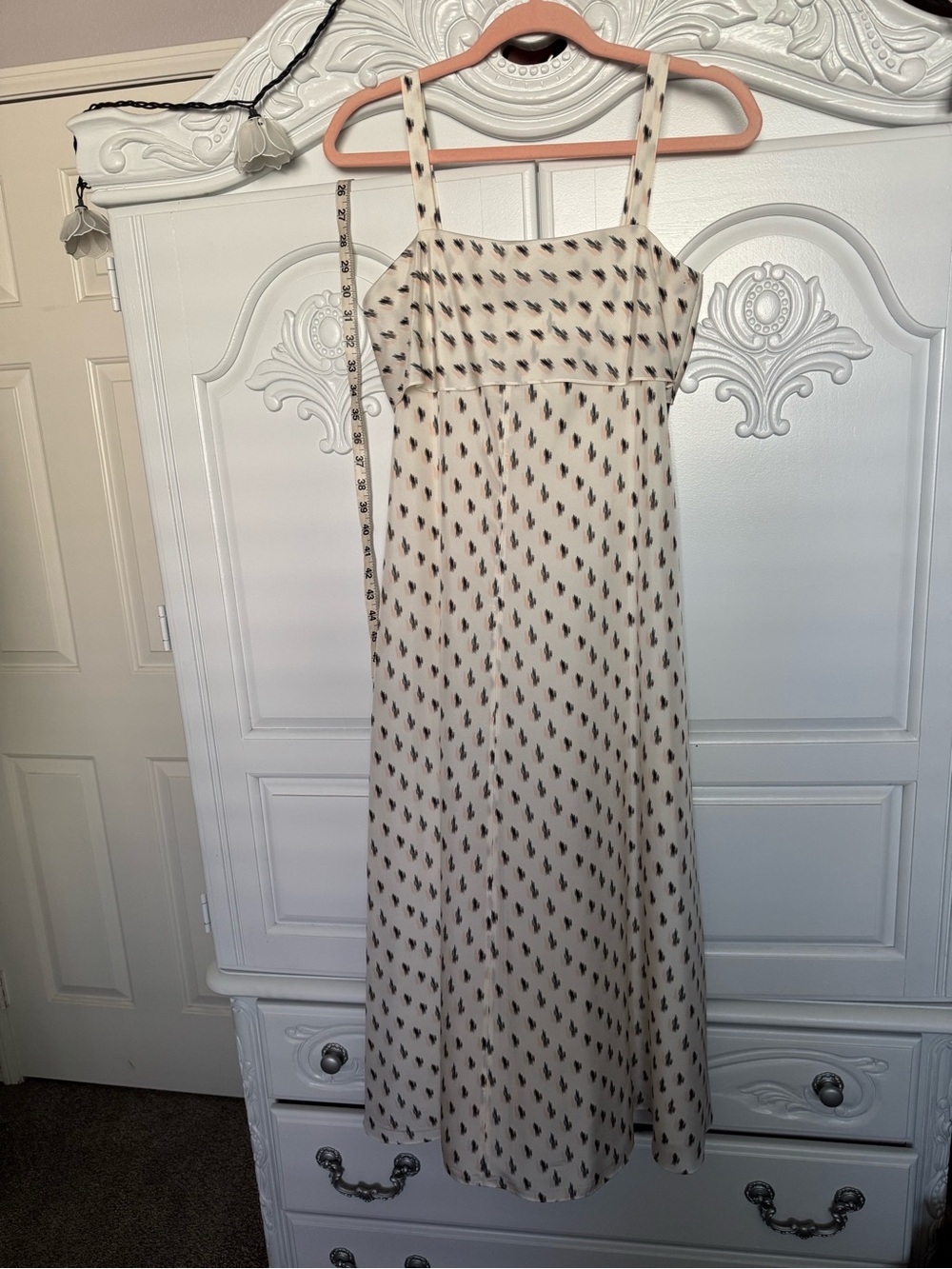 Theory Cream Midi Dress with Brown Print
